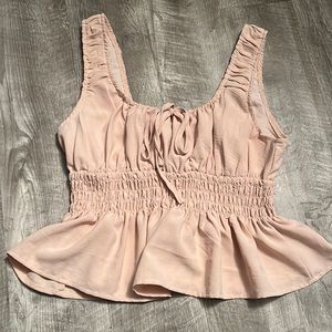 CREAM CINCH WAIST TOP SIZE L